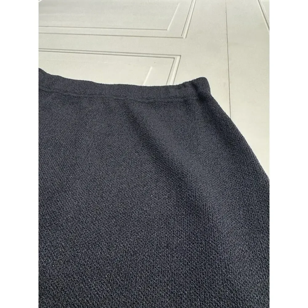 St John Collection Wool Santana Black A Line Knit Pull On Pencil Skirt Size 2 - Picture 2 of 8